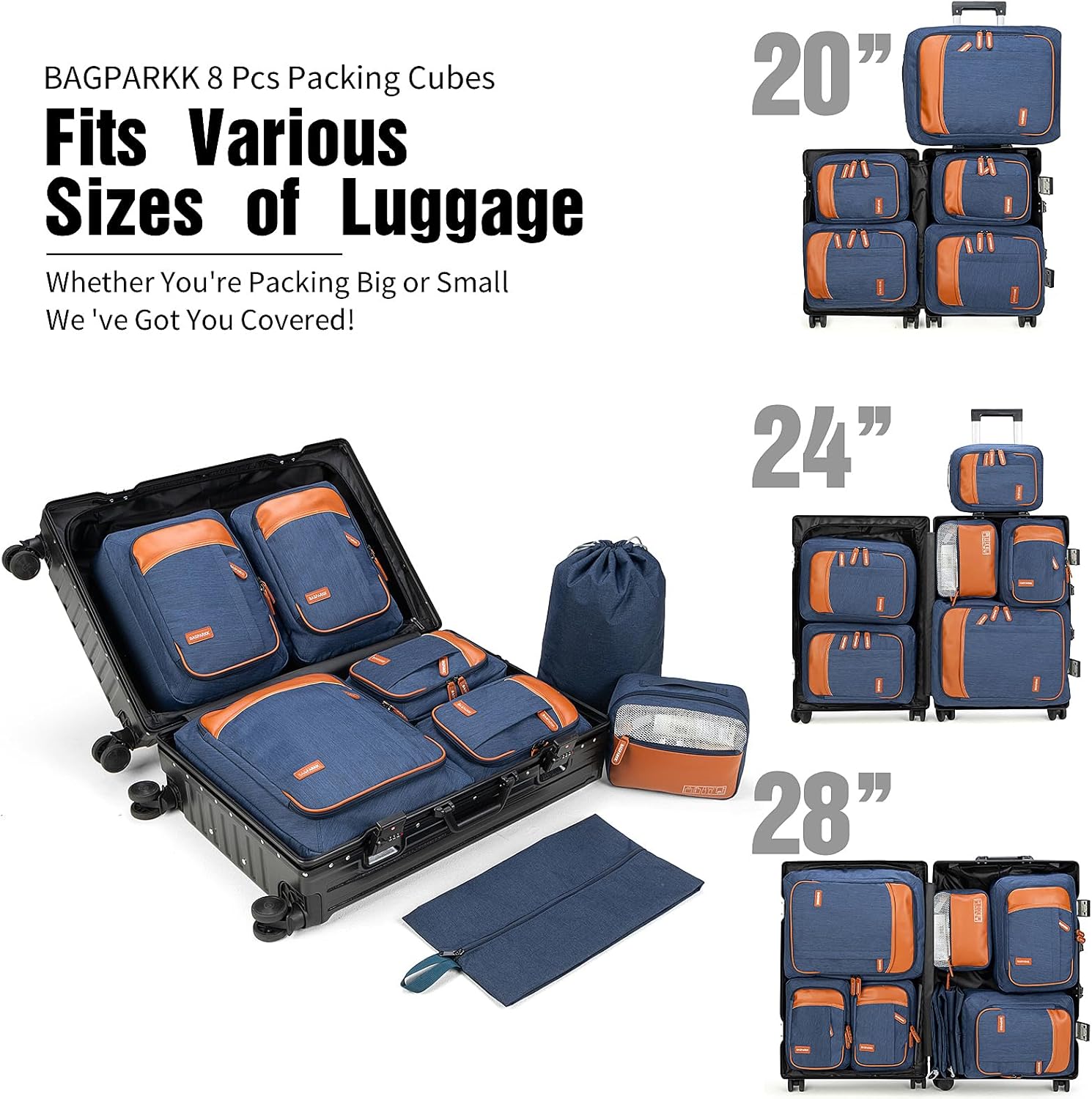 8 Set Packing Cubes for Travel, Lightweight Vacation Travel Essentials, Travel Accessories for Suitcase Organizer Bags Set - Image 3