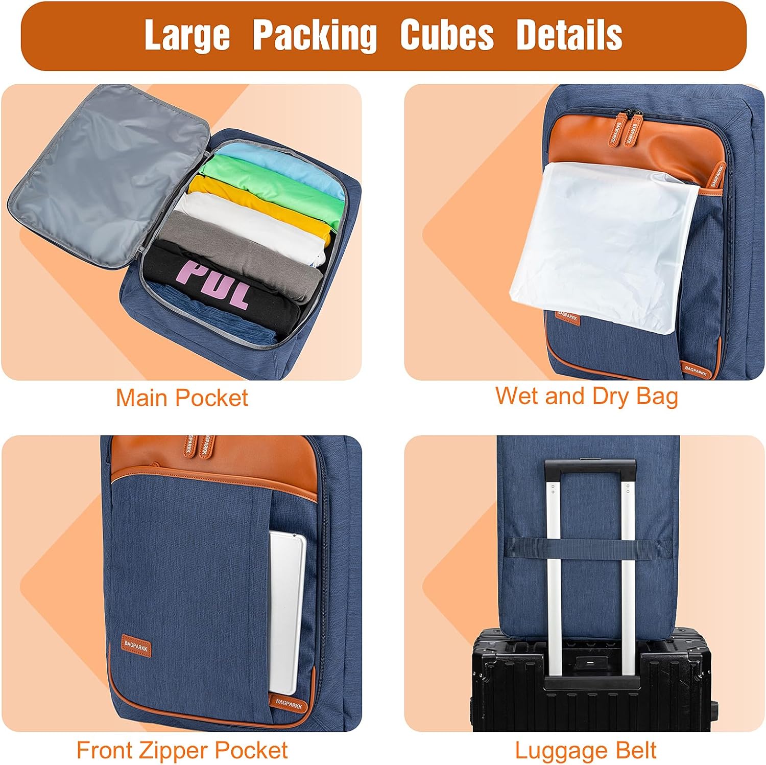 8 Set Packing Cubes for Travel, Lightweight Vacation Travel Essentials, Travel Accessories for Suitcase Organizer Bags Set - Image 4