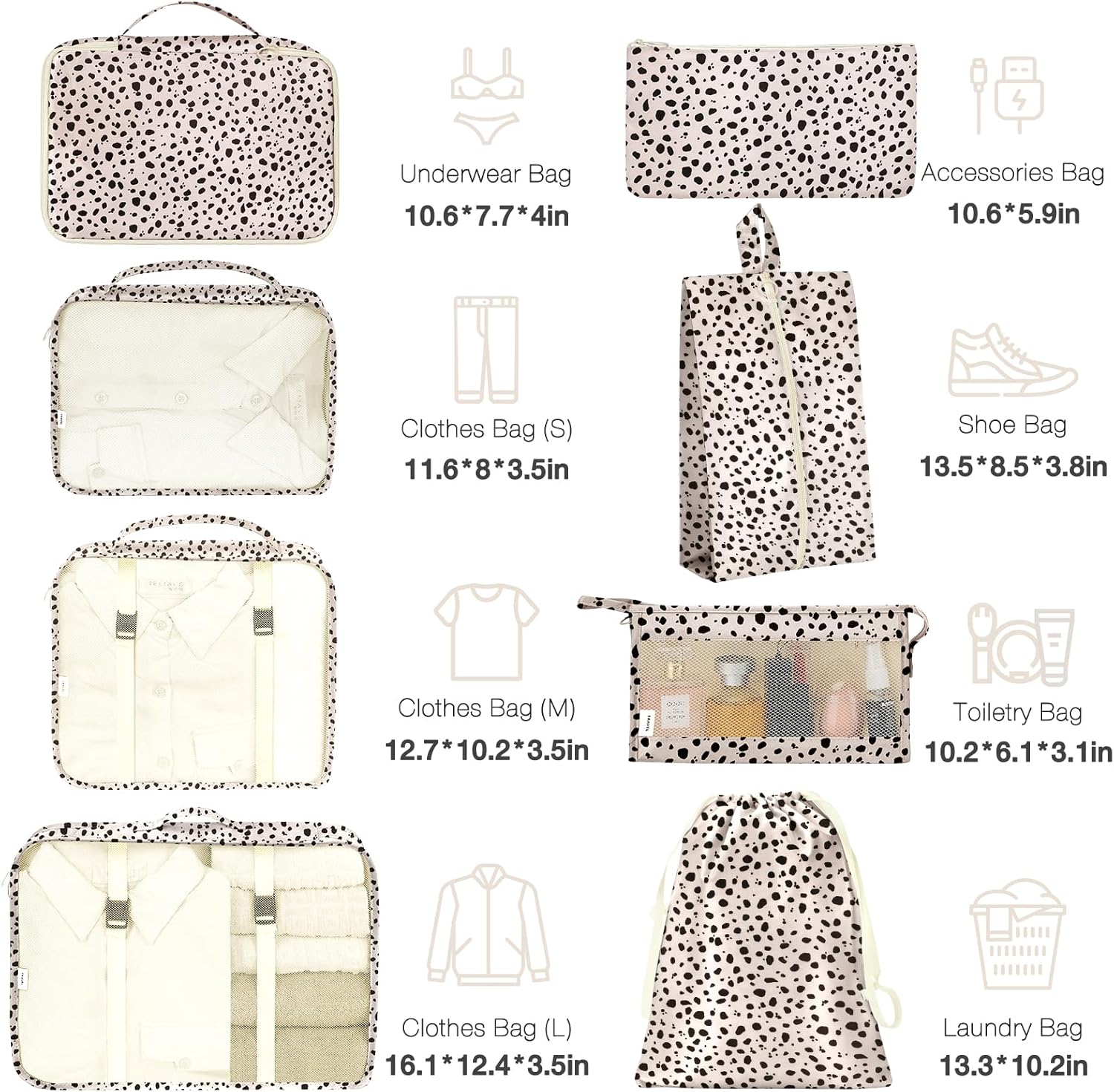 Packing Cubes for Suitcases,Packing Cubes with Shoe Bag, Cosmetics Bag, Clothing Bag, Accessories Bags Packing Cubes for Travel Luggage Organizer Women Men - Image 2