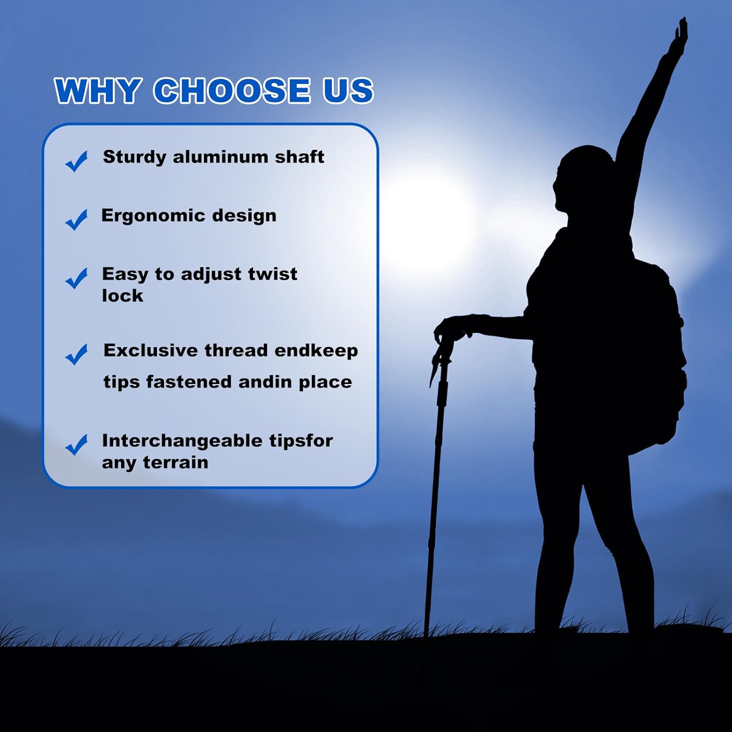 Nordic Hiking Pole - Collapsible, Lightweight 7075 Aluminum Walking Stick for Seniors, Men, and Women - Image 4