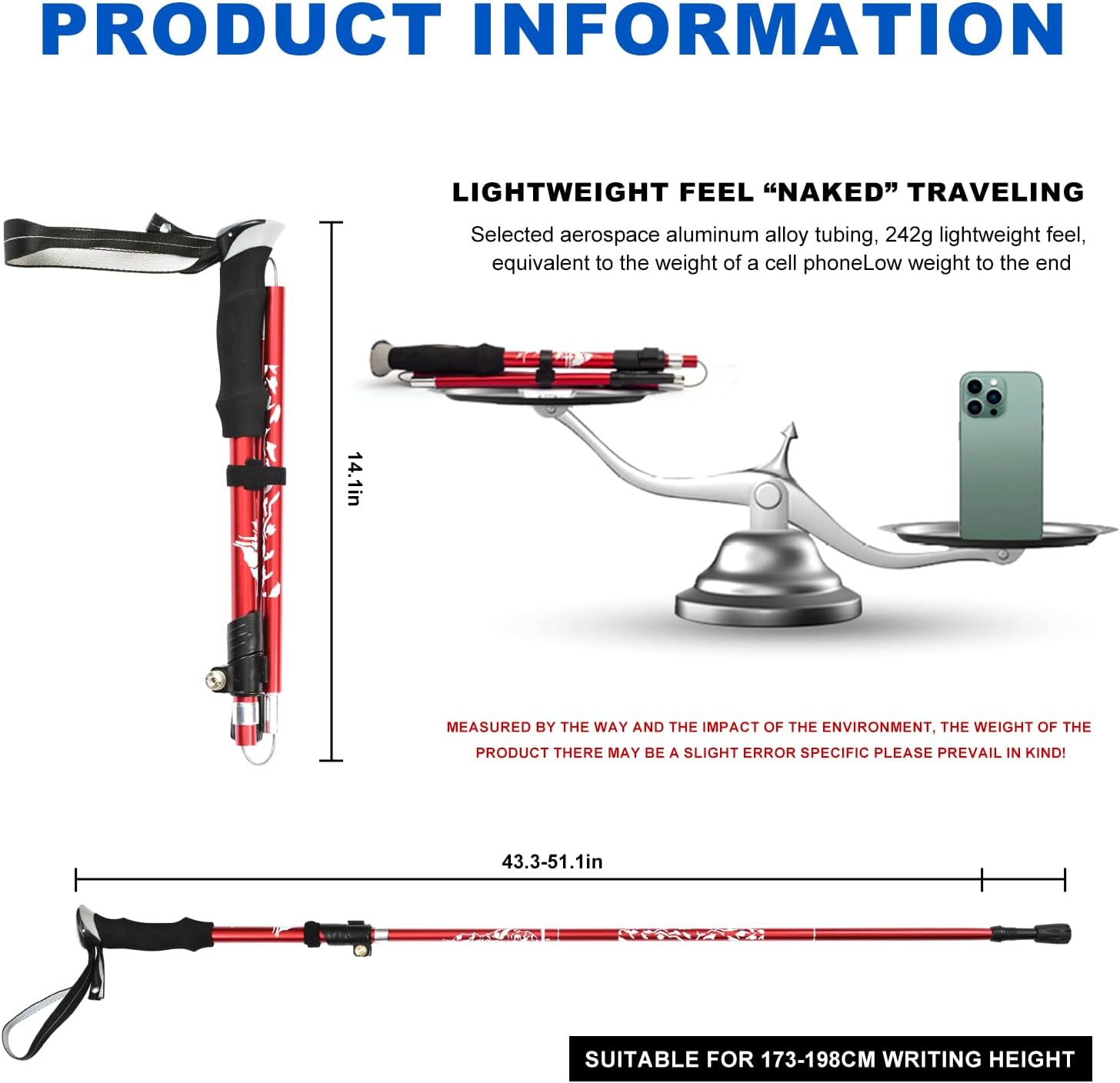 Nordic Hiking Pole - Collapsible, Lightweight 7075 Aluminum Walking Stick for Seniors, Men, and Women - Image 6