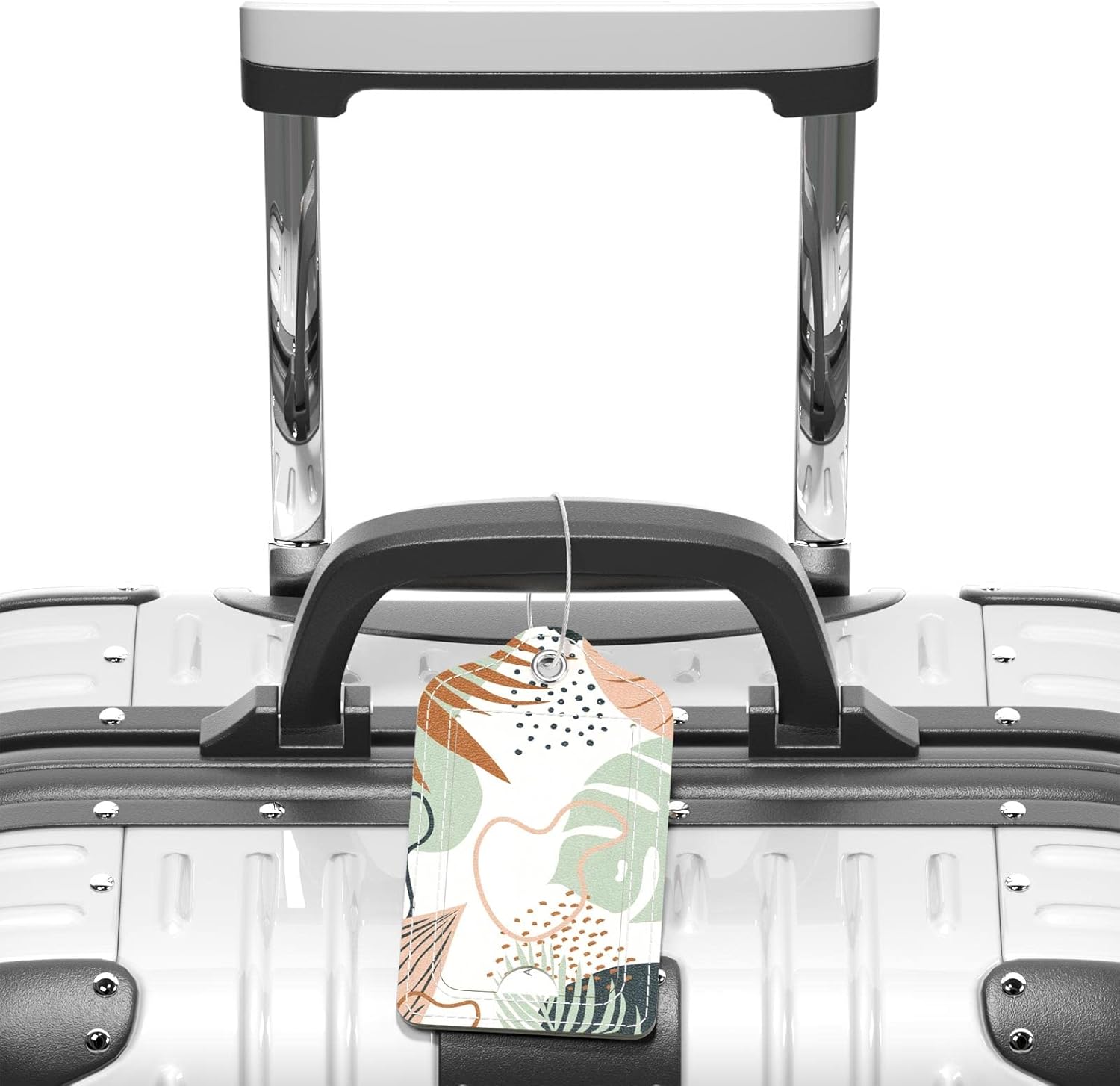 GDJEGE PU Leather Luggage Tags for Suitcase, Travel Cruise 2 Pack with Privacy Flap, Name ID Label and Metal Loop for Women Men Girls Baggage Bag Backpack Instrument, Boho Leaves - Image 5