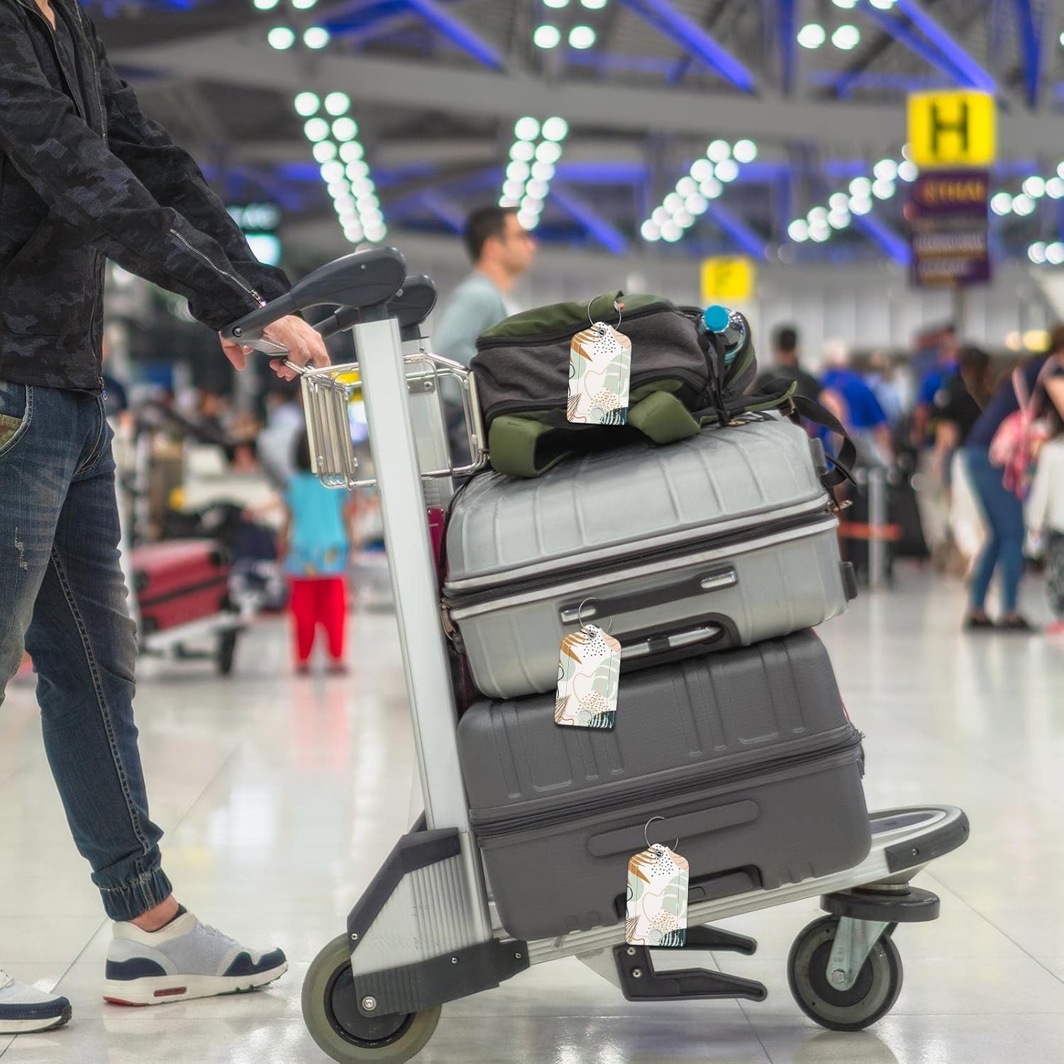 GDJEGE PU Leather Luggage Tags for Suitcase, Travel Cruise 2 Pack with Privacy Flap, Name ID Label and Metal Loop for Women Men Girls Baggage Bag Backpack Instrument, Boho Leaves - Image 6