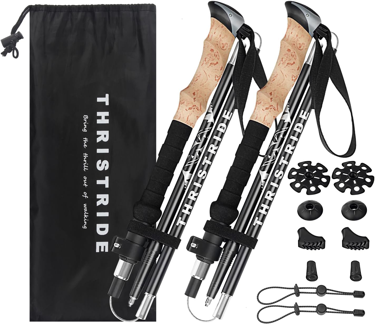 Trekking Poles Aviation Grade Aluminum Alloy-Strong Lightweight Collapsible Walking Stick,Trekking Pole Hiking for Seniors, Men,Women in The 4 Season,All-Terrain,2pc Per Set